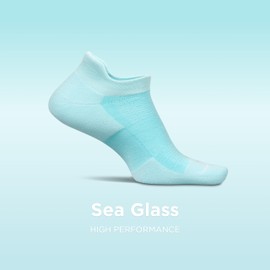 Feetures High Performance Max Cushion Ankle Sock - Tab Socks for Women & Men with Heel Tab - Sea Glass, L (1 Pair)