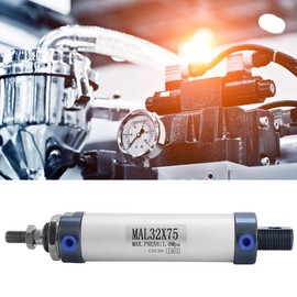 Pneumatic Cylinder, 32mm Single Rod Pneumatic Cylinder Double Acting Mini Pneumatic Air Cylinder Aluminum Alloy Pneumatic Cylinder(75mm)