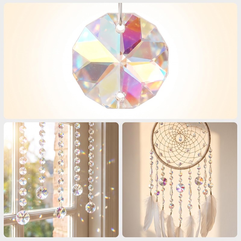 200Pcs 14mm K9 Crystal Octagon Beads AB Finish for DIY