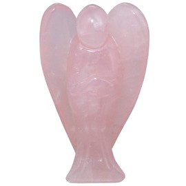 mookaitedecor 3 Inch Rose Quartz Crystal Guardian Angel Gemstone Carved Figurine Statue Pink Home Ornament, Healing Crystal Gifts, Love Peace Lucky Charm Stone Angel for Reiki Chakra Decoration
