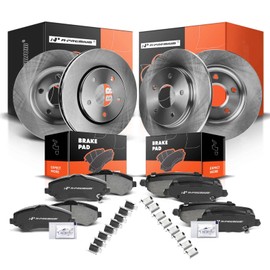 A-Premium Front Vented and Rear Solid Disc Brake Rotors + Ceramic Pads Kit Compatible with Select Chrysler, Dodge, Ram and Volkswagen Models - Town & Country, Grand Caravan, Journey, C/V, Routan