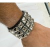 Undisclosed Studded Punk Rock 3 Row Nickel Pyramid Bracelet Snap