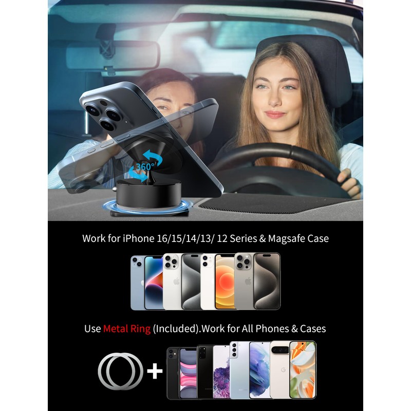 ALTERIFE Vacuum Magnetic Phone Holder Stand (Black)