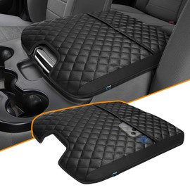 Center Console Cover Compatible with 2013-2018 Dodge Ram 1500 & 2013-2024 Ram 2500/3500/1500 Classic Model for Jump Seat Console, Comfortable Leather Middle Console Cover Lid with Pocket