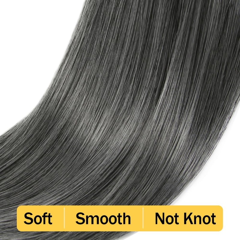 Drawstring Ponytail, 12 Inch, Salt n Pepper, Clip Fake Wig