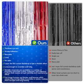 OHOME 4th of July Decorations - American Flag Backdrop Streamers | Patriotic Memorial Day Decor for Indoor Outdoor Outside - Fourth of July Accessories for Door Wall Party Favors,2 Pack