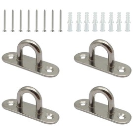 PMTFUMY 4-Pack Stainless Steel Pad Eye Plate U-Hooks – Heavy Duty Wall Mount Marine Hardware with Screws for Ceiling and Various Applications