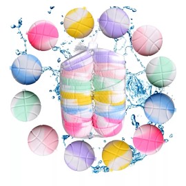YAOJITOY 12 Pack Reusable Water Balloons Quick Fill latex Free w/ mesh bag