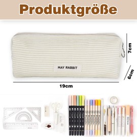 NICECONE Corduroy Fabric Pencil Case, Lightweight Small Pencil Bag, Stationery Organiser Bag, Makeup Bag, Box Organiser, Tool, Zip, Portable Storage Bag for School, Office, gray, pencil case