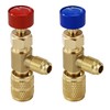 2Pcs Refrigerant Charging Valve Set, 1/4" & 5/16" Safety Adapter