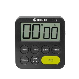 HENDI Kitchen Timer, Digital, 3 Alarm Settings, Stopwatch, Fold-Out Stand, Hanging Hole, Magnetic, LED Lighting, Digital Timer, Timer Alarm Clock, 82 x 20 x (H) 88 mm, ABS