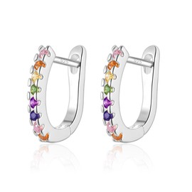 JEWAB Silver Earrings for Women - Sterling Silver Hoop Earrings with Clear Colored Cubic Zirconia, Hypoallergenic Earrings Huggie Sleeper Earrings | Womens Jewellery Gifts Wedding Birthday Christmas