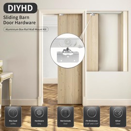 DIYHD 72" Commercial Grade Aluminum Pocket Door Track Kit,Ceiling Mount Box Rail Sliding Door Hardware-Raw Material