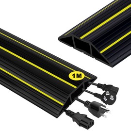 Adiwo Floor Cable Bridge, 1 Metre Cable Duct with 3 Cable Ducts Floor Cable Protection Floor Cable Duct 82 x 17 mm Wide Black Cable Mat for Offices Retail Shops Gyms Factories and Garages