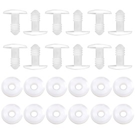 Toaob 50pcs White Plastic 15mm Round Doll Joints for Plush Arms Legs Head