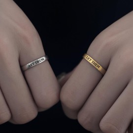 Let Them Band Ring for Women Men, Self Worth Motivation Ring Stainless Steel Engraving Stackable Rings Inspirational Friendship Gift Jewelry for Sorority Sisters Best Friends （Silver 8）