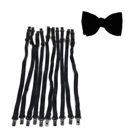 10PCS Black Bow Tie Extender Straps Adjustable Elastic Pre-Tied Bowknot with Plastic Buckle for DIY Necklace Bracelet Fashion Accessories