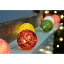 WeRChristmas 20 Cotton Ball Warm White LED Light String Christmas Decoration - 3 m, Multi Colour