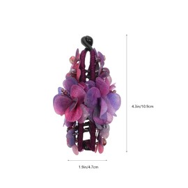 minkissy Purple Flower Beaded Banana Hair Clip 4.29 Inch Hair Claw Ponytail Holder Accessories for Women and Girls Beach Party Work