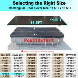 SIHAIAN 10x16Ft Rectangular Pool Cover with Side Storage for Oval and Rectangular Above Ground Pool, One-Piece Solar Oval Pool Cover, Preventing Waterlogging, UV and Weather Resistant WP:10000kPa+