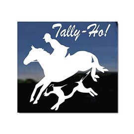 Tally Ho! Foxhunting Jumping Horse and Fox Hound Vinyl Window Decal