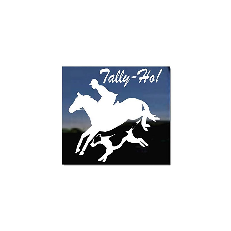 Tally Ho! Foxhunting Jumping Horse and Fox Hound Vinyl Window