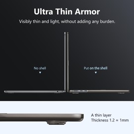 May Chen for MacBook Air 13.6 inch Case M3 M2 2024-2022, Model A3113 A2681 [Outshine Bare Beauty] [Ultra-Thin Crashproof] Hard Shell Cover for MacBook Air M2 13.6 inch Case - Crystal Space Gray