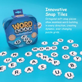 WordSnap Game with Travel Bag, Word Puzzle for Adults, Family, and Kids, Fun Game for Ages 8+, 1-4 Players
