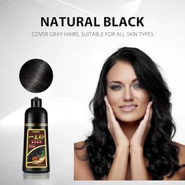 Champú instantáneo para cabello negro de 500 ml para hombres y mujeres, champú para teñir el cabello 3 en 1, cobertura del 100 de las canas