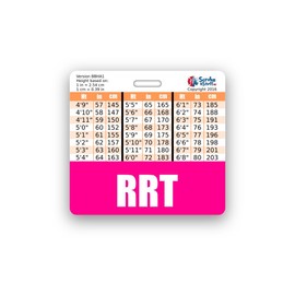 RRT Badge Buddy Horizontal w/Height & Weight Conversion Charts (Standard, Pink)