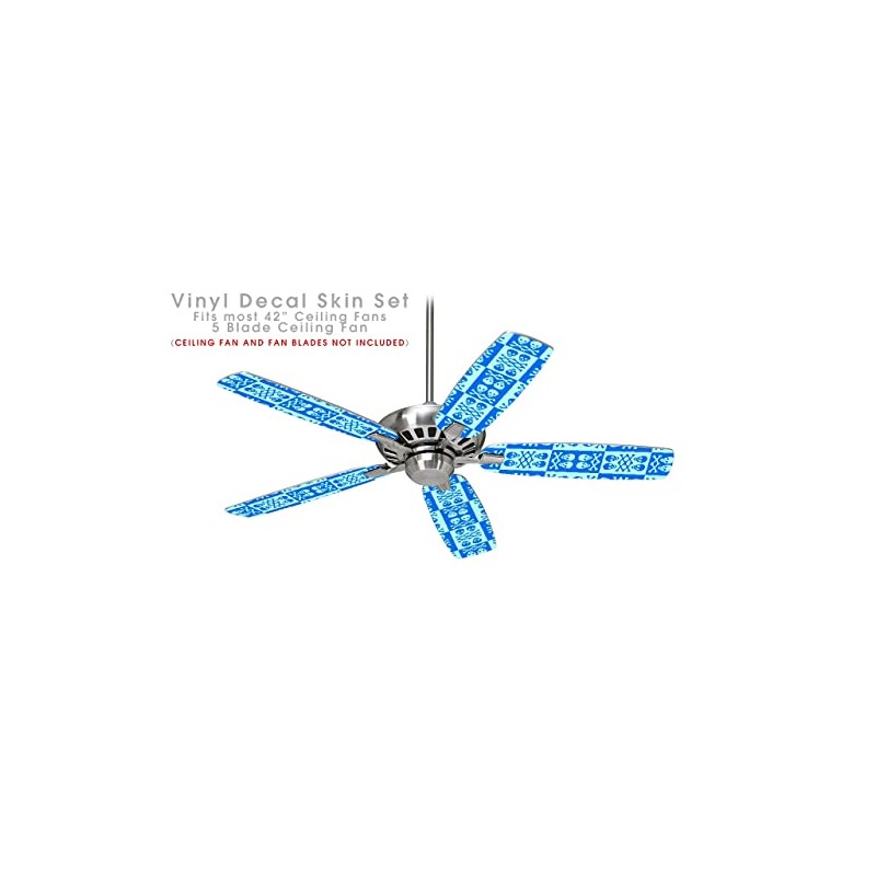 Skull And Crossbones Pattern Blue - Ceiling Fan Skin Kit