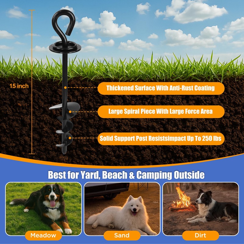 Palaelumen Dog Tie Out Cable and Stake - 30ft Heavy