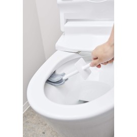 Tidy (Tidy) PlaTawa for Toilet, Compact Toilet Brush, Clear, Good Water Drainage, with Lid, White CL-665-521-7