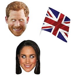 SHATCHI Harry Meghan Markle Face Mask Royal Family Couple Wedding Jubilee Supplies Celebrities Hen Street and Stag Parties Fancy Dress