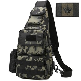 Tactical Shoulder Bag - 1000D Military Backpack Outdoor Daypack Chest Pack (Gray Camo)