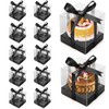 Anglecai 12 Pack Clear Plastic Cupcake Boxes, 3.5 Inch Black