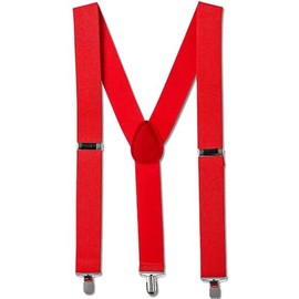 Red Adjustable Metal Clip Accessory Suspenders - 1 Pack - Durable Polyester, Stylish & Versatile Accessory - Perfect For Weddings, Events & Everyday Elegance, One Size Fits Most