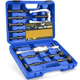 KOOPOOL 16-Piece Blind Hole Collet Bearing Race & Seal Puller Extractor Kit: Slide Hammer Pilot Insert for Effortless Inner Internal Bearing Removal (Blue)