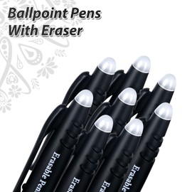 KERIFI Erasable Gel Pens 0.7mm, Black Heat Erasable Fine Point Ballpoint Pens, Make Mistakes Disappear, Gel Ink Pens with Eraser for Drawing Writing Planner Journaling