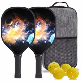 Pickleball Paddles, USAPA Approved Fiberglass Surface Pickleball Set with Pickleball Rackets, Pickle Ball Paddle Set ​for Men Women Universe