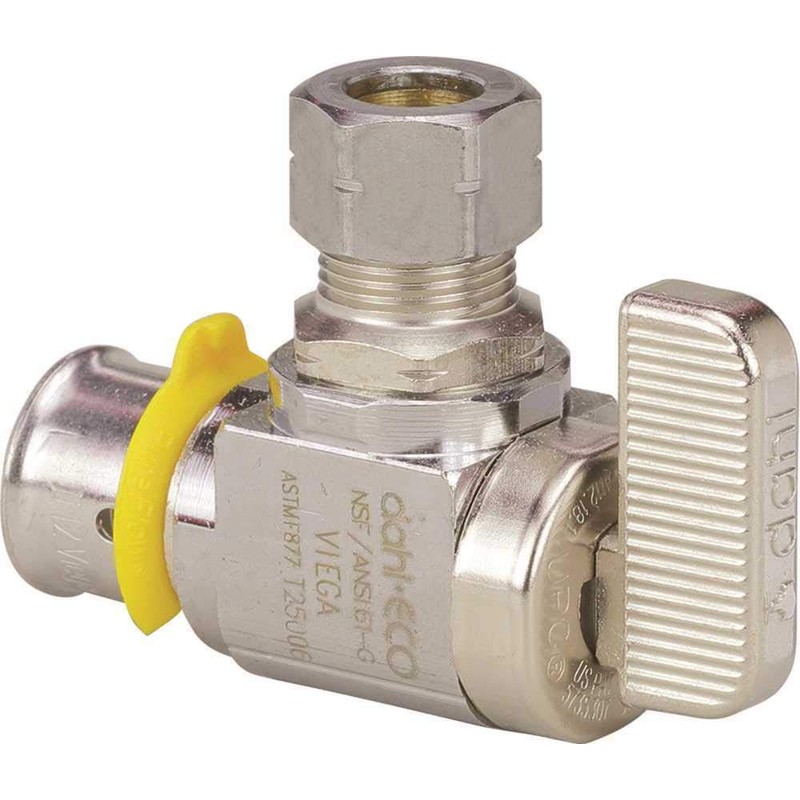 Viega 2842.4ZL Chrome-Plated Steel PEX Angled Stop Valve, 1/2" x