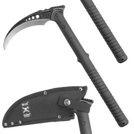 M48 Tactical Kama with Sheath | Farming Sickle | Stainless Steel Blade | Fiberglass Reinforced Handle | Sheath Included | 15.5" Overall Length