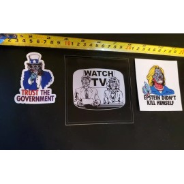 THEY LIVE MOVIE  STICKERS (1988) LOT of 3 FAKE NEWS ANTI COMMUNISM ANTI GOVT