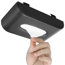 Car Hanging, Black Tissue Box, Tissue Holder, Tissue Cover, Tissue Case, Sun Visor, Car Storage, Magnetic Closure, Easy One-Touch Installation, Magnet, Slim, Compact, PU Leather