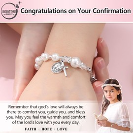 UNGENT THEM Confirmation Gifts for Teen Girls Teenage Girl Catholic Rosary Cross Bracelet Confirmation Sponsor Christian Easter Religious Gifts for Girls