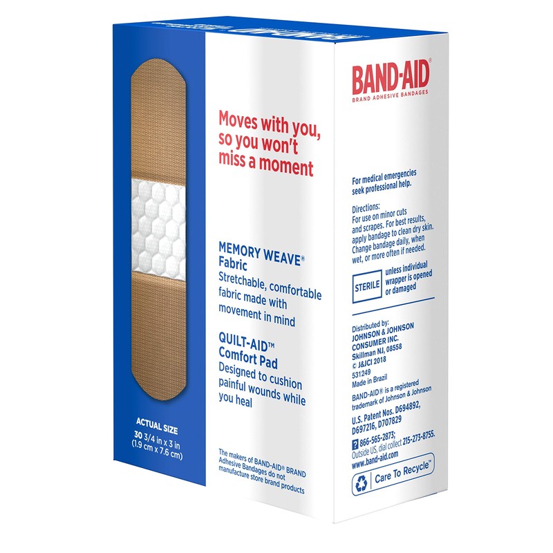 BAND-AID FLEXIBLE FABRIC EXTRA 3/4i X 3i 4431 30 EACH