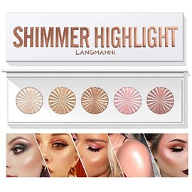 Highlighter Powder Palette, Makeup Palette Facial Bronzers Illuminator Palette Highlighter Baked Waterproof Long Lasting Brilliant Lighten Skin Color Face (Highlighter Powder)