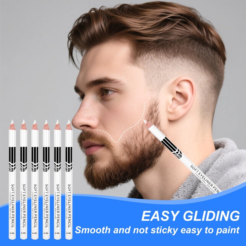 BOHUIZ 12Pcs White Barber Pencil with 2 Sharpener, Magic Hairline