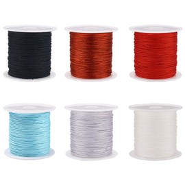 Pandahall 6 rollos de cuerda de nailon de 0,6 mm para pulsera, 6 colores, cuerda de nailon de macramé, cuerda de nudo chino, hilo de cuentas de nailon para pulseras de amistad, joyería, collar