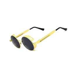 WALIT Steampunk Style Round Vintage Polarized Sunglasses